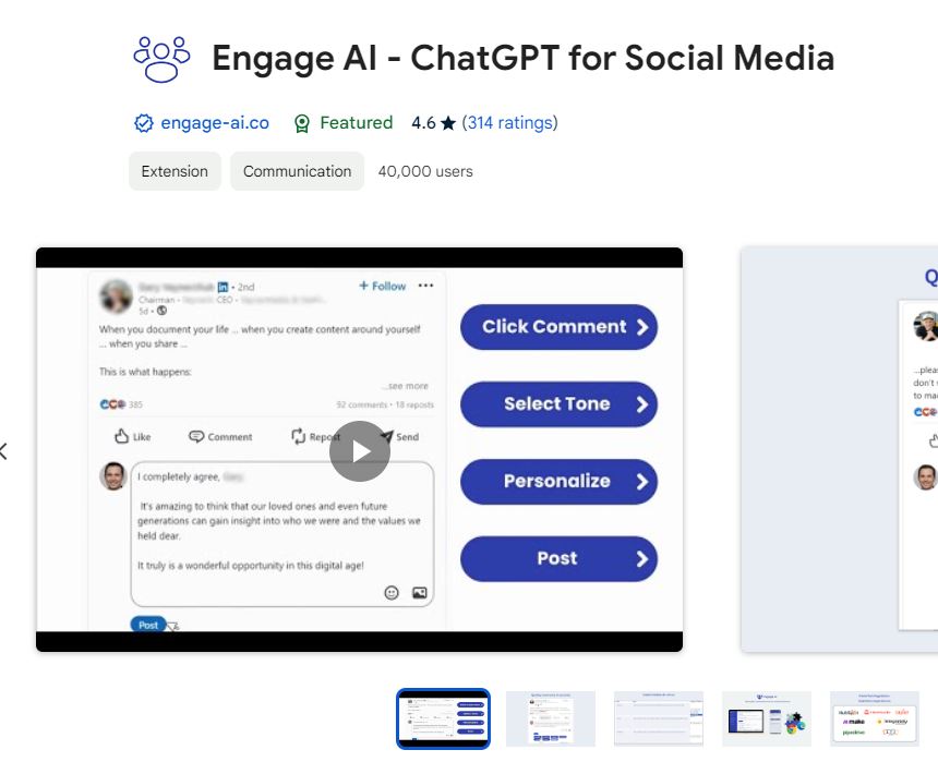 ChatGPT for Social Media, Engage AI