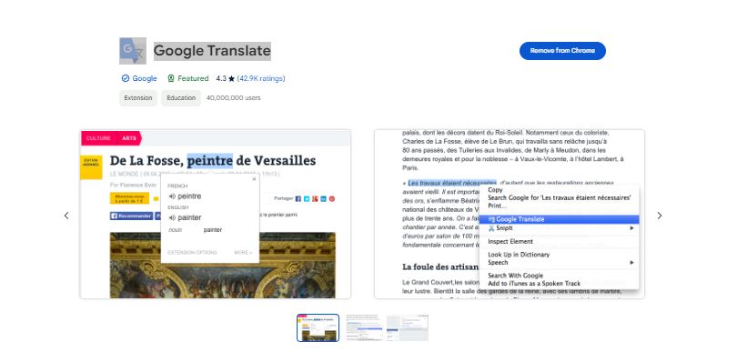 Google Translate, spanish to english