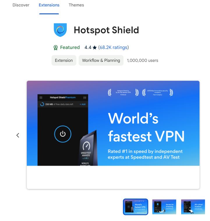 Hotspot Shield, VPN Chrome Extensions