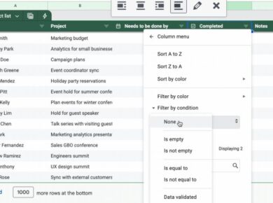 filter by condition for tables in Google Sheets, Google Sheets